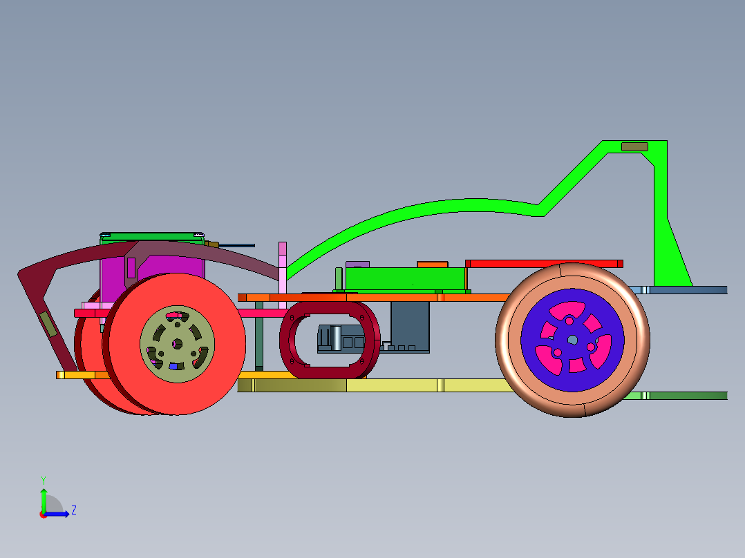 工程智能驱动小车左视图