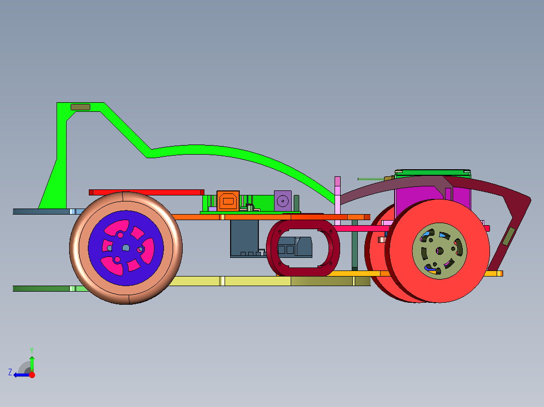工程智能驱动小车右视图