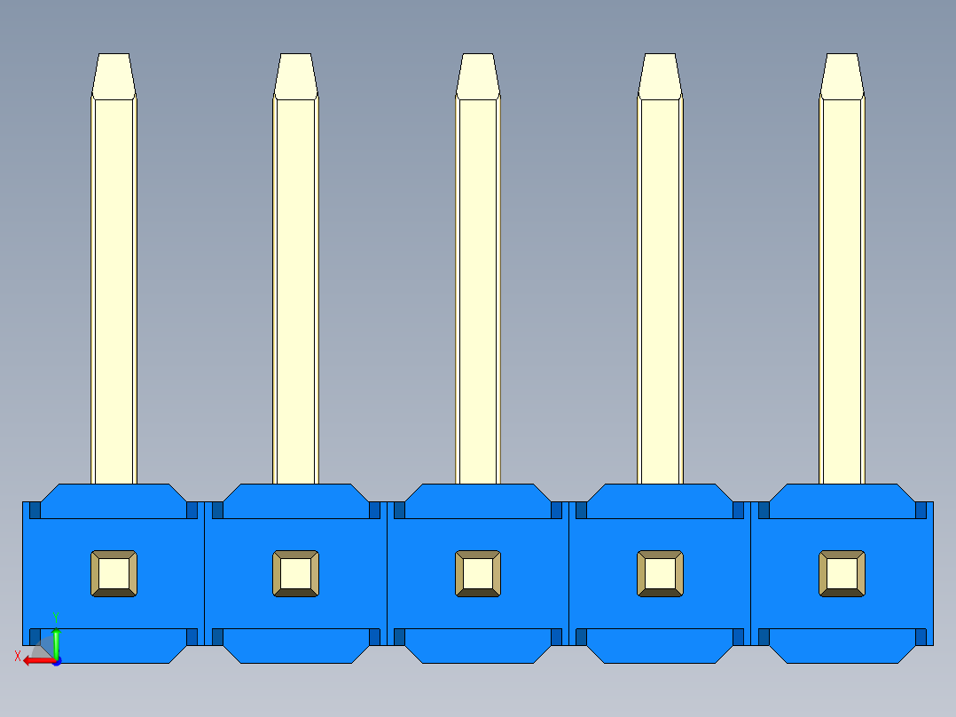 彩色公排针 100mil 2.54mm 系列-DS1022_blue_05p_100mil_TypeU_rev1.0后视图