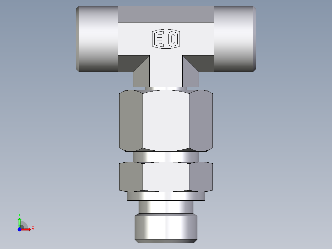 卡套式工业通用硬管接头EO_Assembled_adjustable_standpipe_branch_tee_EVT14SROMD71前视图