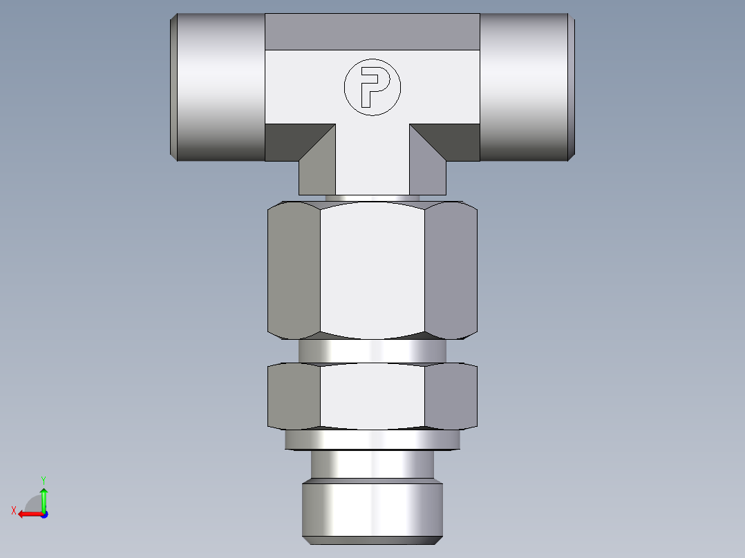 卡套式工业通用硬管接头EO_Assembled_adjustable_standpipe_branch_tee_EVT14SROMD71后视图