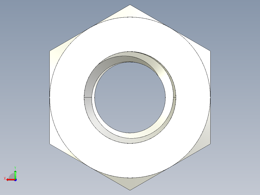 M4 x 0.7mm Thread HEX NUT.IGS后视图