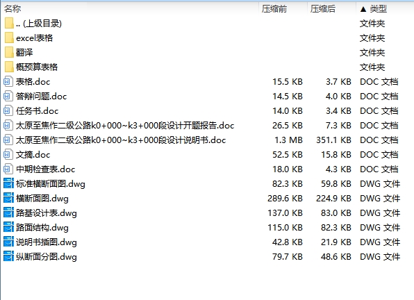 太原至焦作二级公路k0+000~k3+000段设计含开题及CAD图