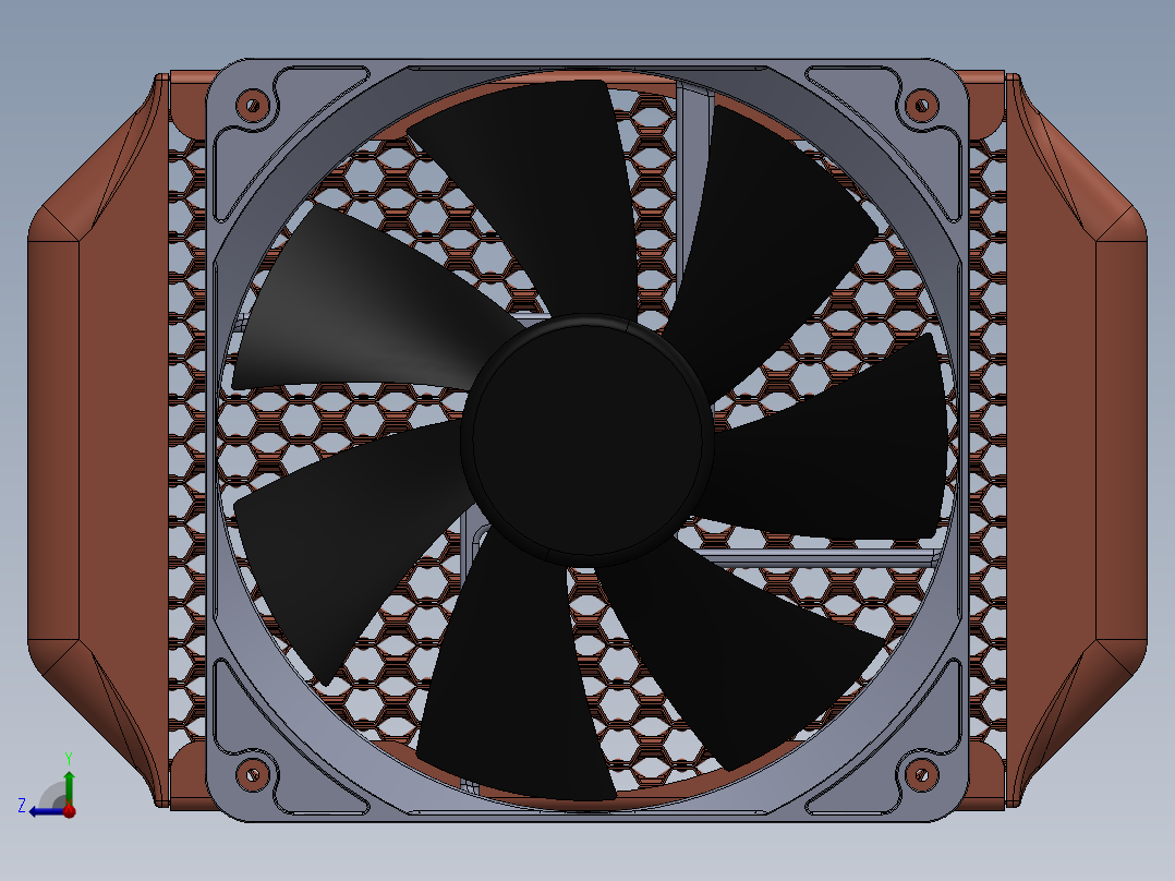 蜂窝状散热器PC水冷却器右视图