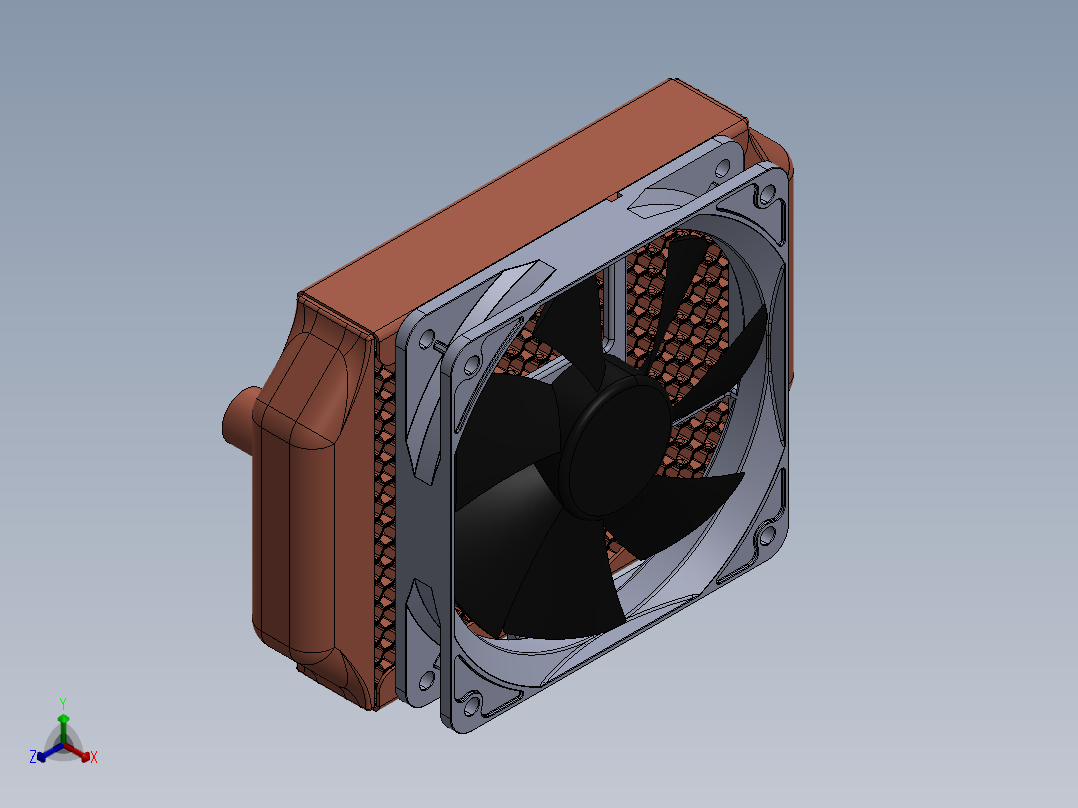 蜂窝状散热器PC水冷却器正等轴测图