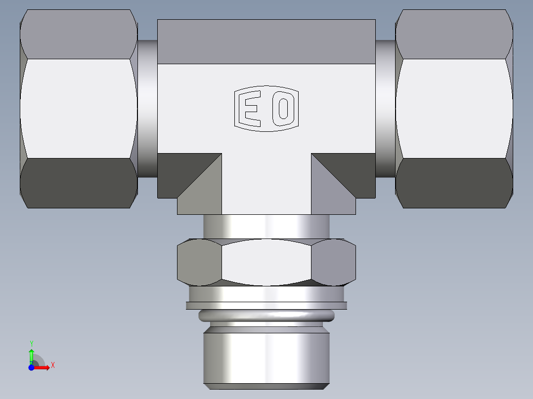 卡套式工业通用硬管接头EO_Adjustable_locknut_branch_tee_TEE16ZSMORCF前视图