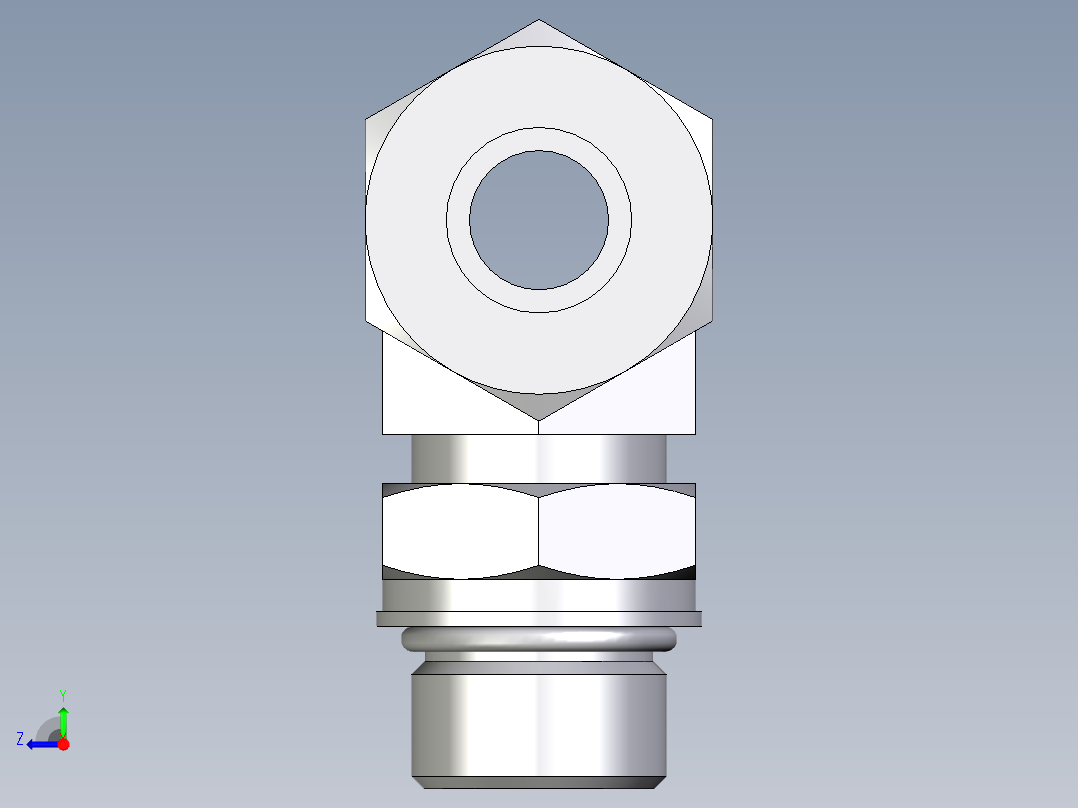 卡套式工业通用硬管接头EO_Adjustable_locknut_branch_tee_TEE16ZSMORCF右视图