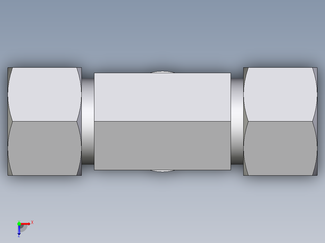 卡套式工业通用硬管接头EO_Adjustable_locknut_branch_tee_TEE16ZSMORCF俯视图