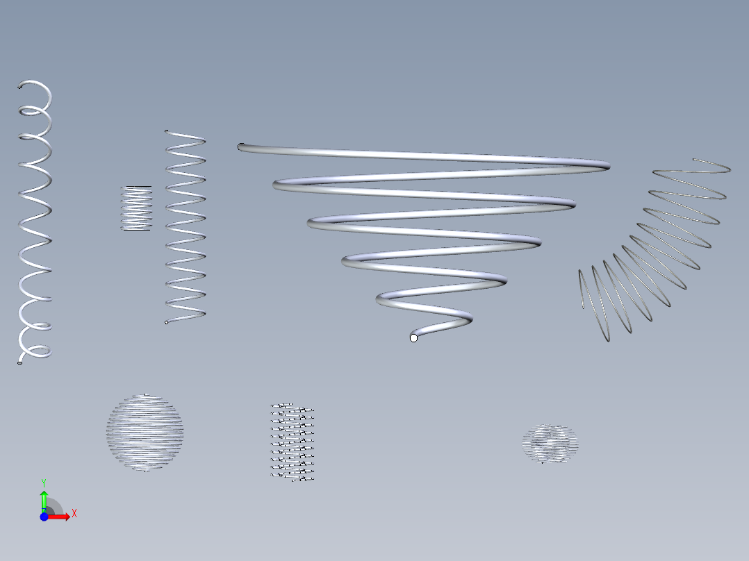 各种弹簧合集三维模型前视图