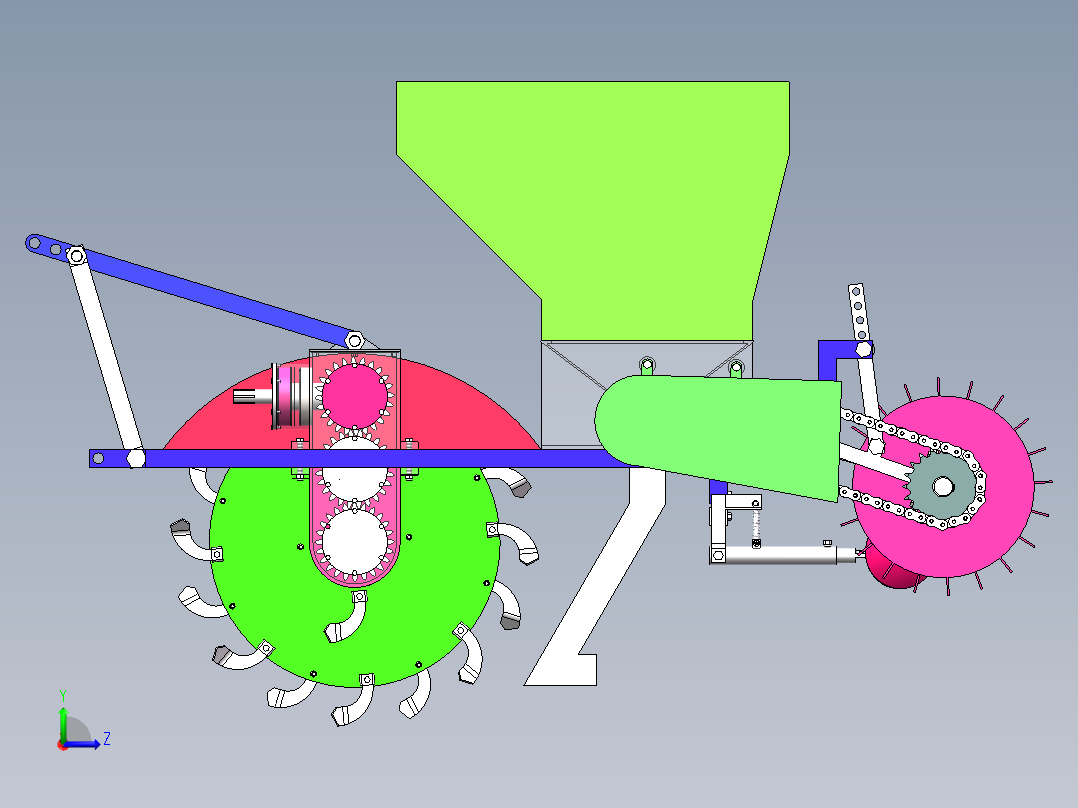 W011-果园开沟施肥机的设计【三维SW+9张CAD图纸+说明】左视图