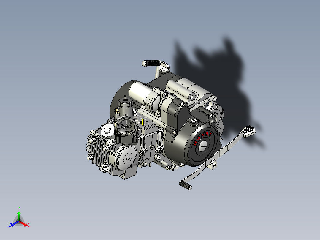 Honda本田Supra100发动机正等轴测图
