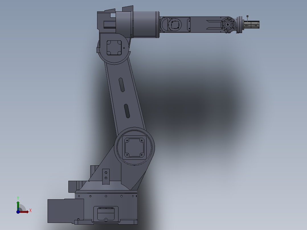 六轴机械臂3d图纸 SW全参数设计绘图+装配图cad 六轴机器人3d模型前视图