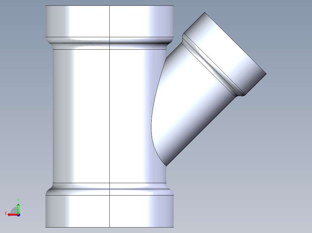 船舶管路系统S6_SeaDrainPLUS_45ReducerWye-SxSxS_37E163032_3x3x2in Sea Drain Plus - 45 Reducing Wye - SxSxS后视图