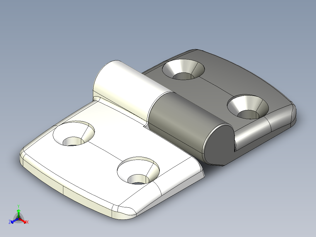 型材-KJN 40-45 DETACHABLE COMBI HINGE RIGHT 095K4045R00正等轴测图