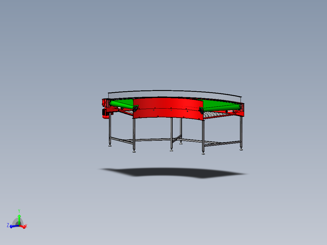 90度转弯皮带输送机 链条式转弯输送机 3D图 机械设计3D模型文件主视图