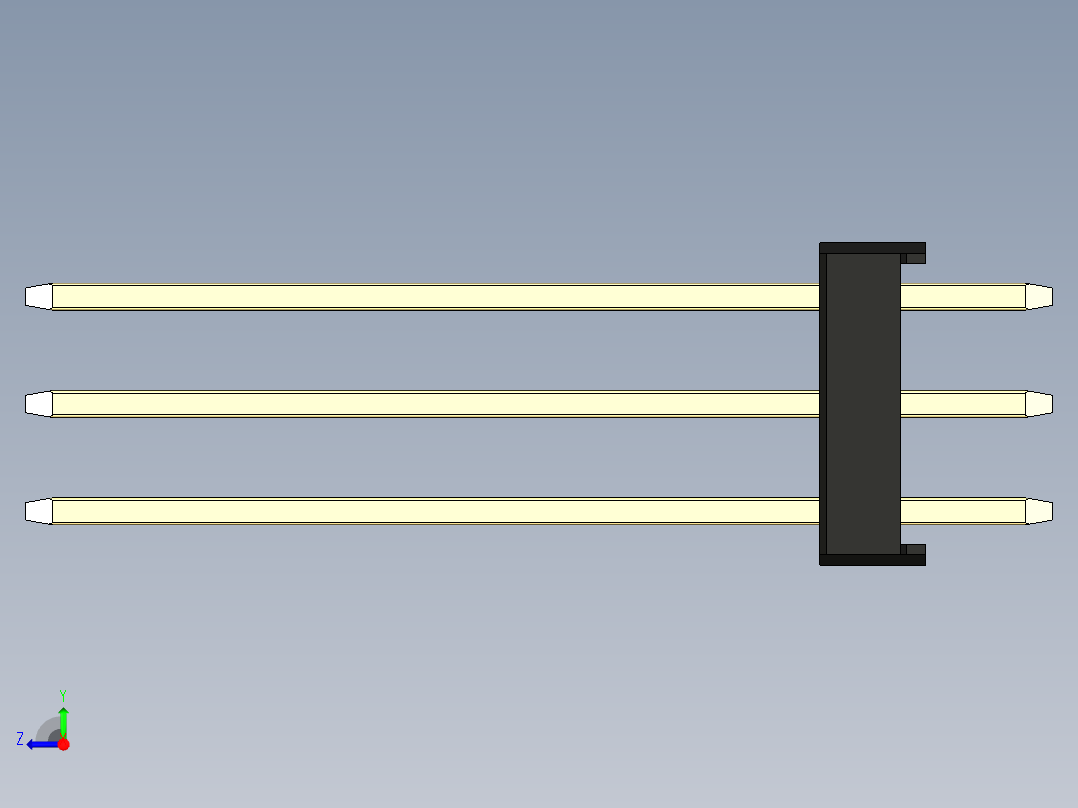 彩色公头100mil（2.54mm）系列-DS1021_black_3x21p_100mil_Type19_rev1.0右视图