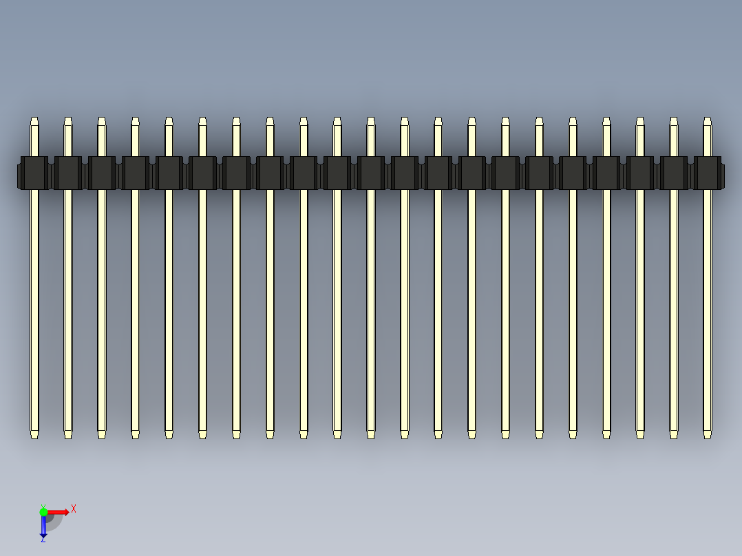 彩色公头100mil（2.54mm）系列-DS1021_black_3x21p_100mil_Type19_rev1.0俯视图