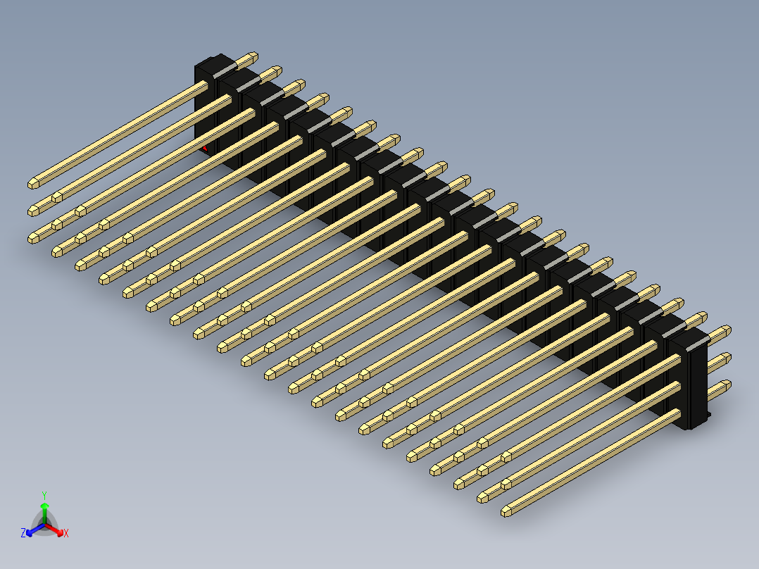 彩色公头100mil（2.54mm）系列-DS1021_black_3x21p_100mil_Type19_rev1.0正等轴测图