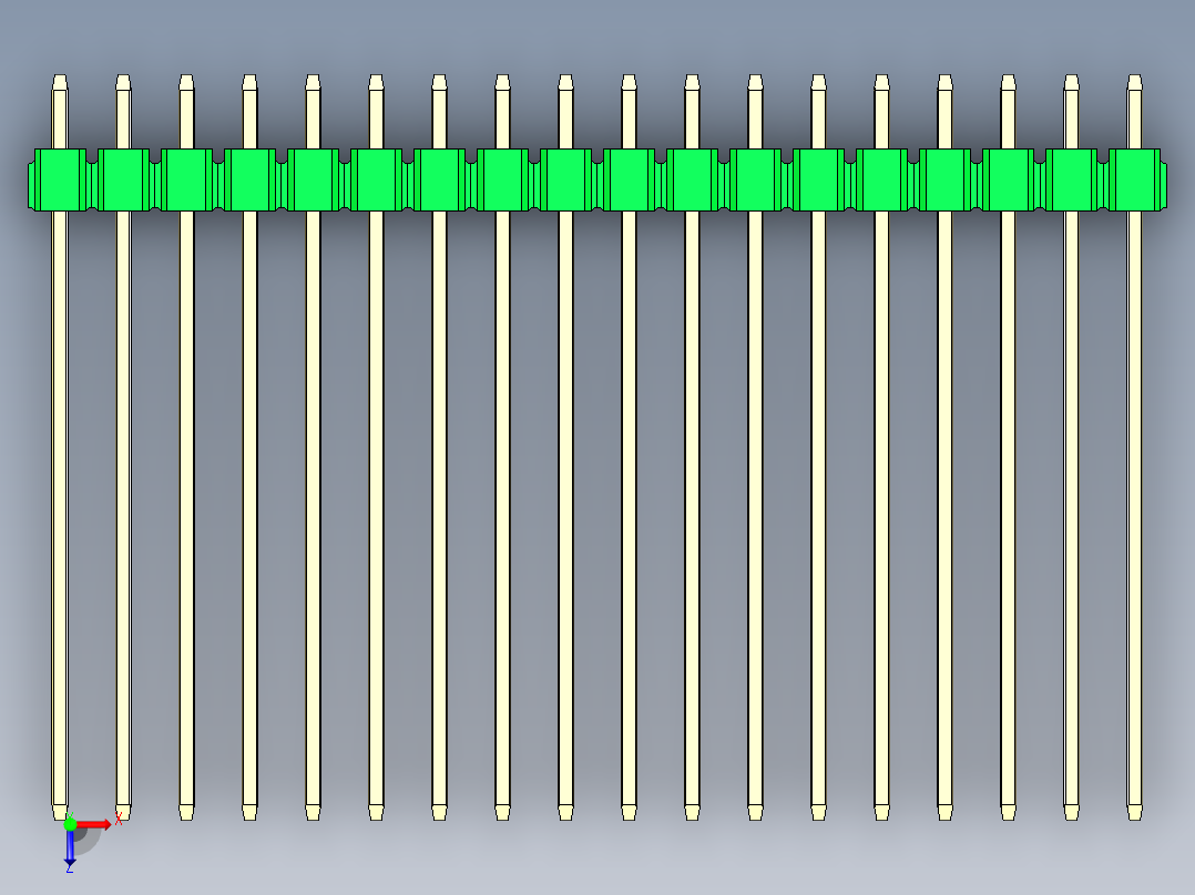 彩色公头100mil（2.54mm）系列-DS1021_green_1x18p_100mil_Type43_rev1.0俯视图