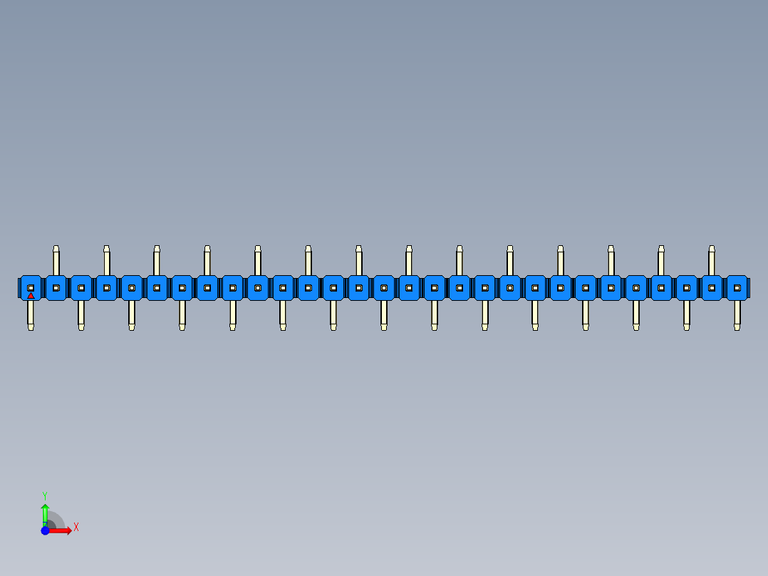 彩色公排针 100mil 2.54mm 系列-DS1022_blue_29p_100mil_Type_SMT_R2_rev1.0前视图