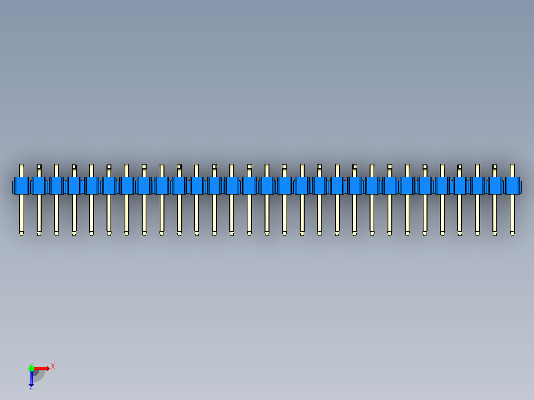 彩色公排针 100mil 2.54mm 系列-DS1022_blue_29p_100mil_Type_SMT_R2_rev1.0俯视图
