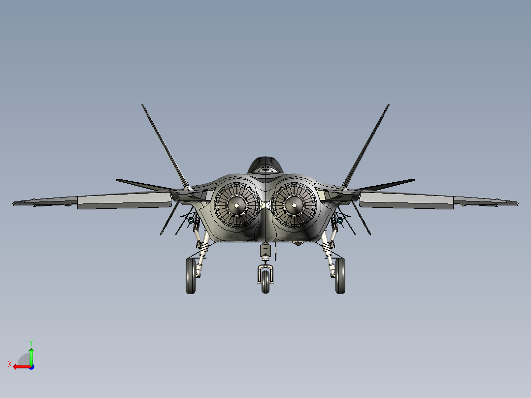 歼-20 战斗模型后视图