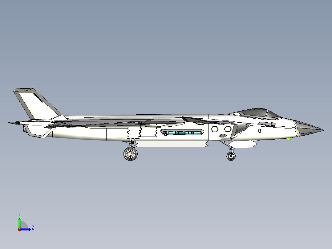 歼-20 战斗模型左视图