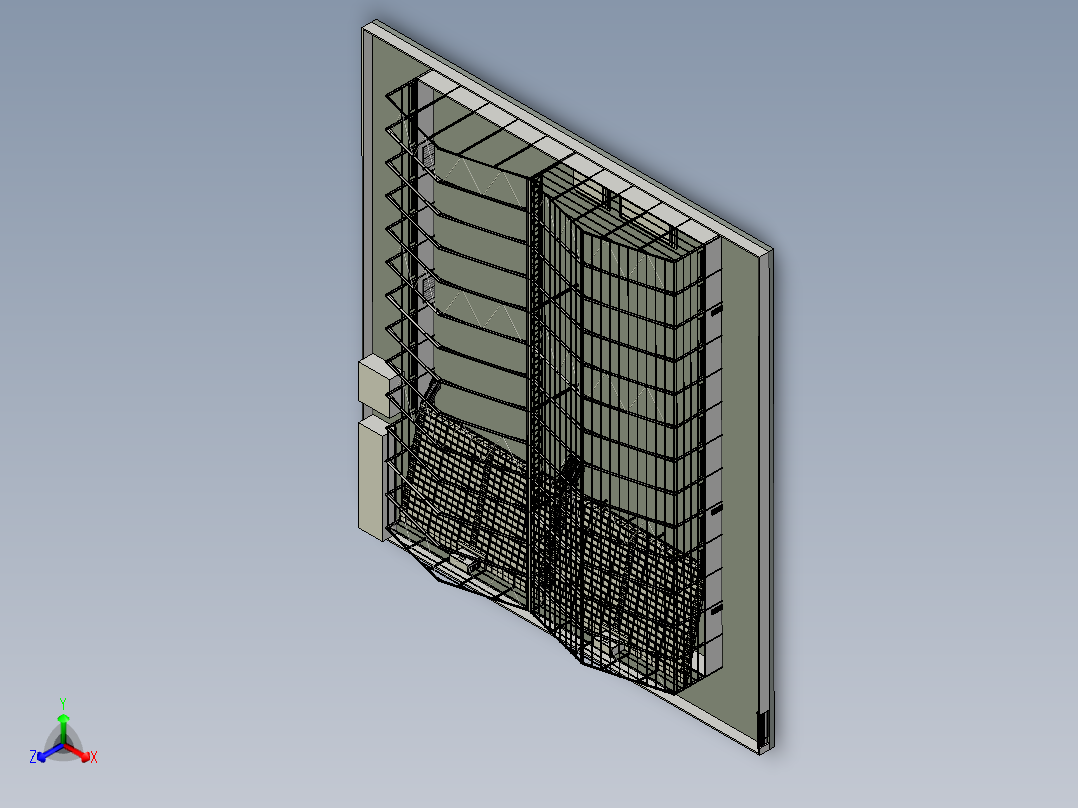 60x78m温室大棚正等轴测图