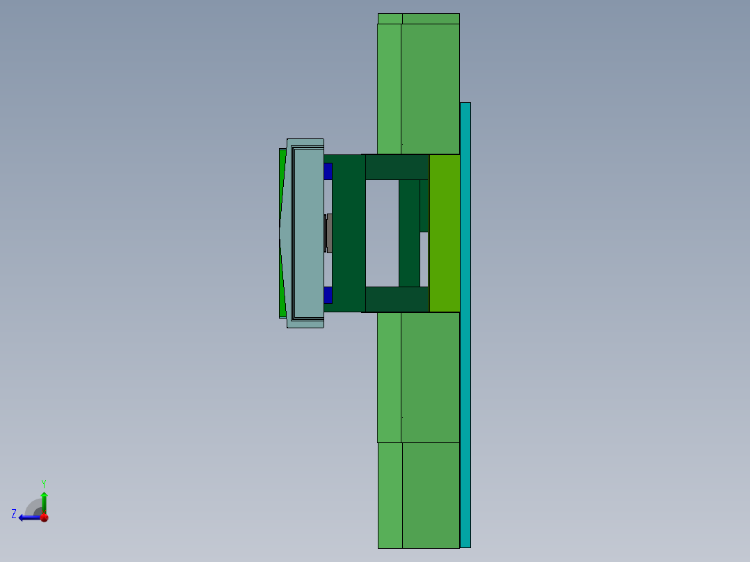 大型数控机床XY联动工作台3d图纸 直线电机两轴工作台3D三维模型右视图