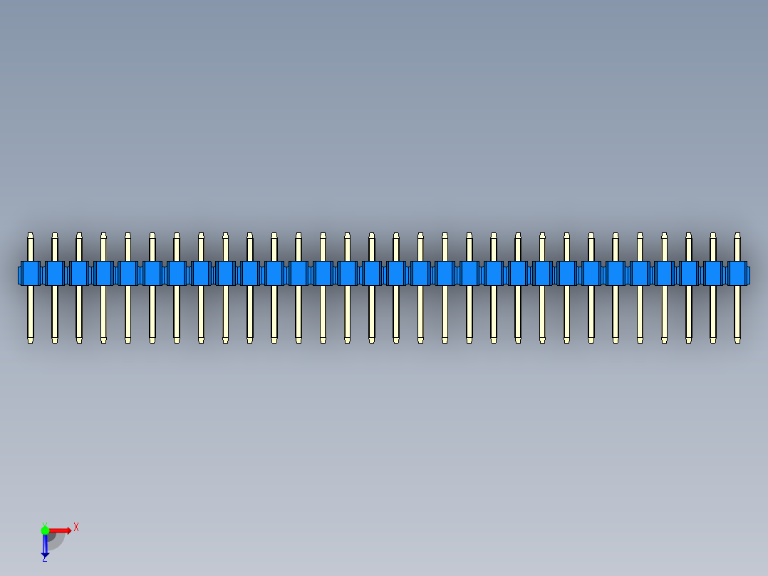 彩色公头100mil（2.54mm）系列-DS1021_blue_3x30p_100mil_Type1_rev1.0俯视图