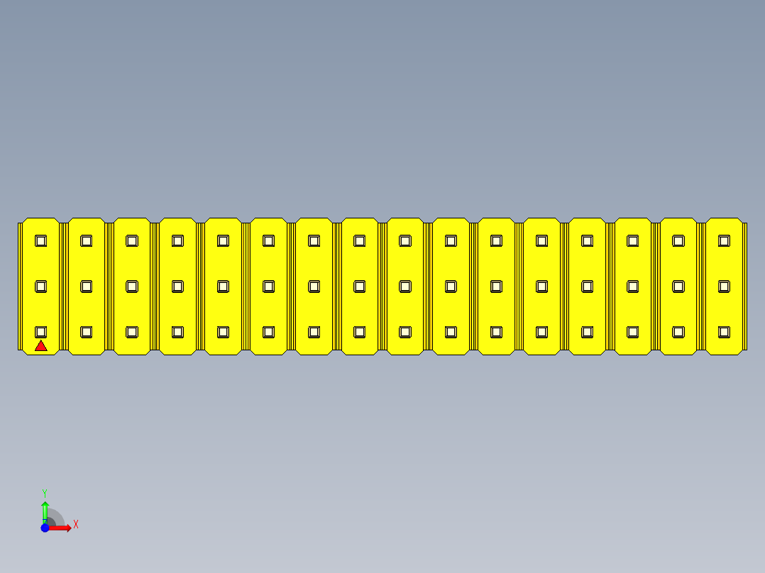彩色公头100mil（2.54mm）系列-DS1021_yellow_3x16p_100mil_Type19_rev1.0前视图