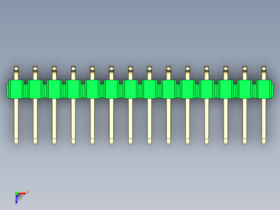 彩色公排针 100mil 2.54mm 系列-DS1022_green_28p_100mil_TypeSMT_rev1.0俯视图
