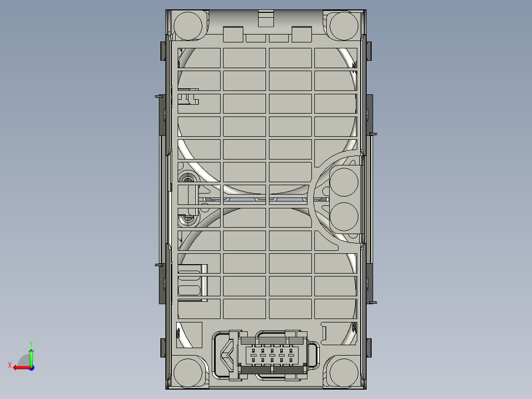 2U风扇钣金笼子3D后视图