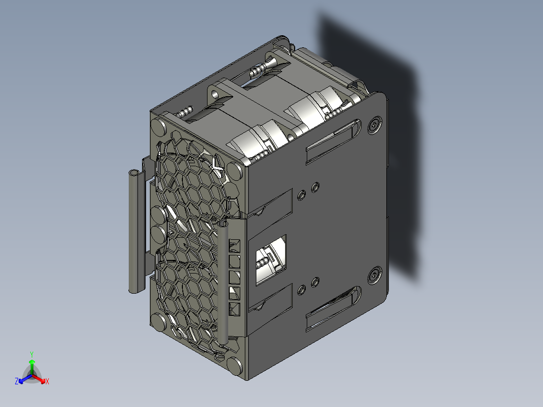 2U风扇钣金笼子3D正等轴测图