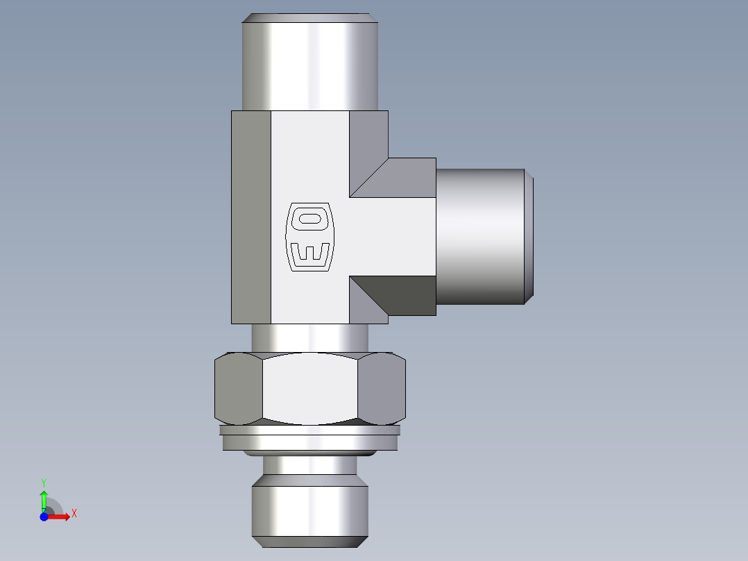 卡套式工业通用硬管接头EO_Adjustable_locknut_run_tee_LEE08LMOMDCF前视图