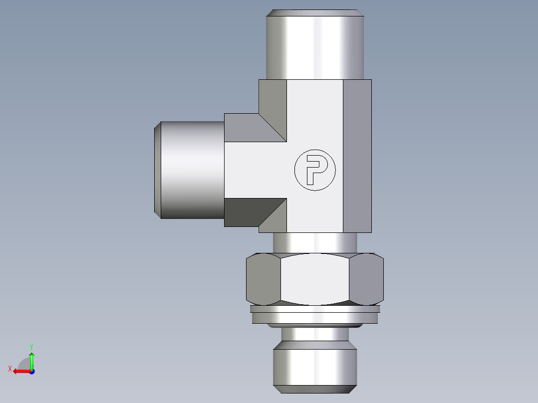 卡套式工业通用硬管接头EO_Adjustable_locknut_run_tee_LEE08LMOMDCF后视图