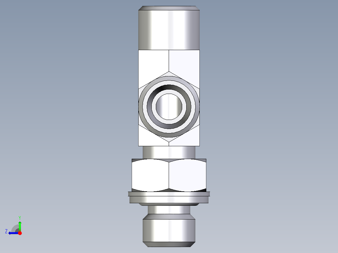 卡套式工业通用硬管接头EO_Adjustable_locknut_run_tee_LEE08LMOMDCF右视图