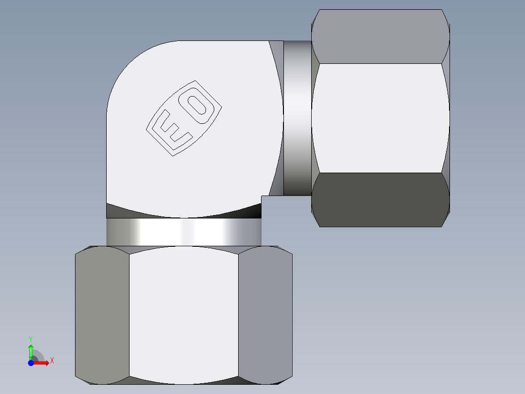 卡套式工业通用硬管接头EO_Union_elbow_W10LLCF前视图