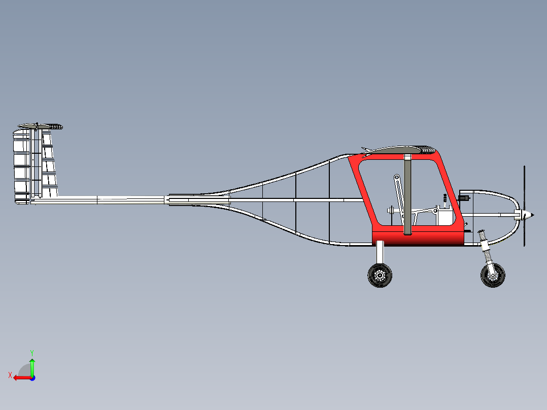 Aircraft Structure单人飞机结构模型3D图纸 STP图纸后视图