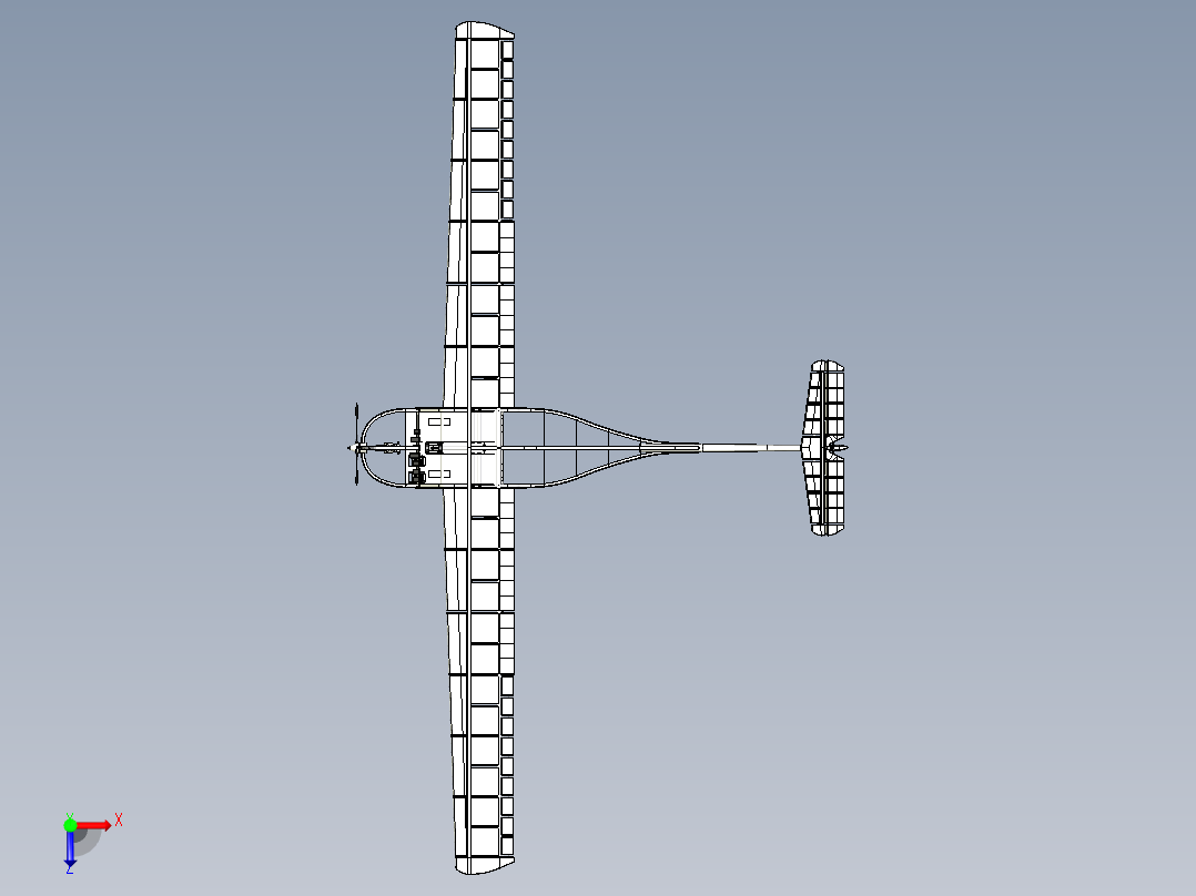 Aircraft Structure单人飞机结构模型3D图纸 STP图纸俯视图