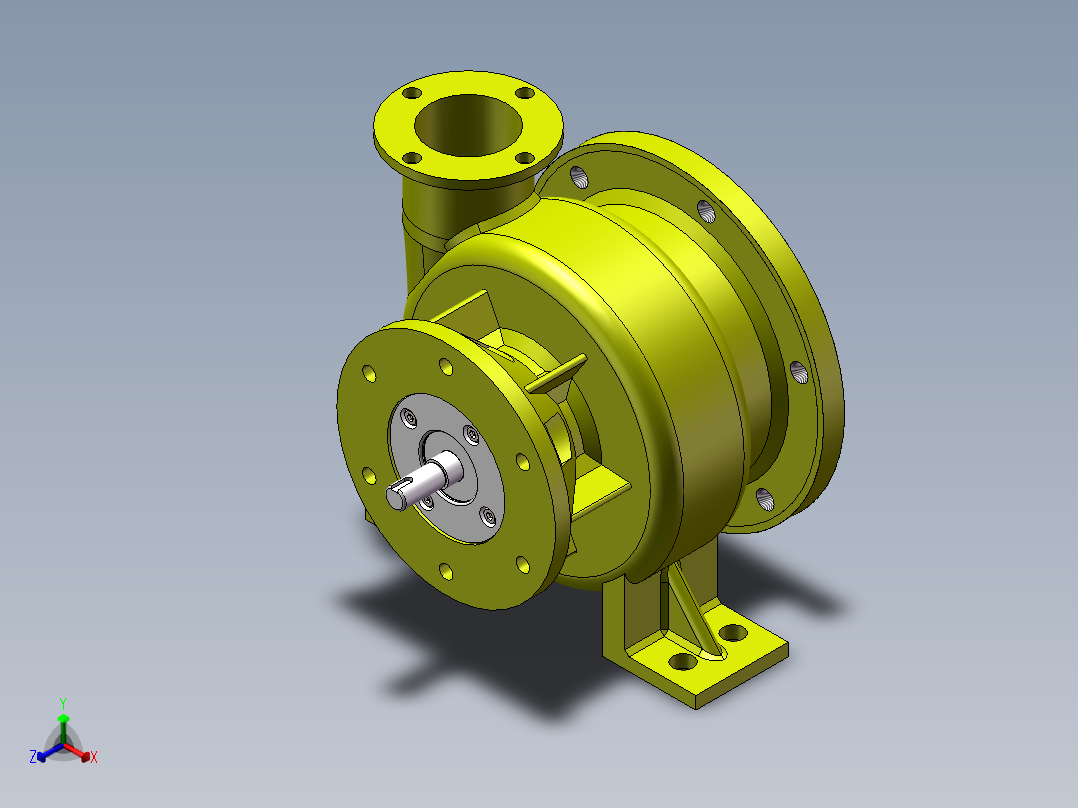 叶片式真空水泵3d图纸 卧式水泵SolidWorks绘图 叶片式水泵3d模型正等轴测图