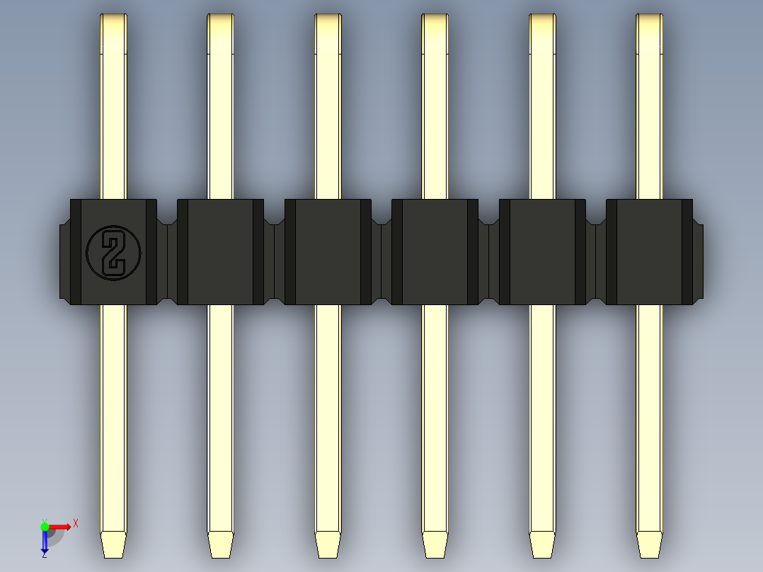 彩色公排针 100mil 2.54mm 系列-DS1022_black_2x06p_100mil_TypeD_rev1.0俯视图