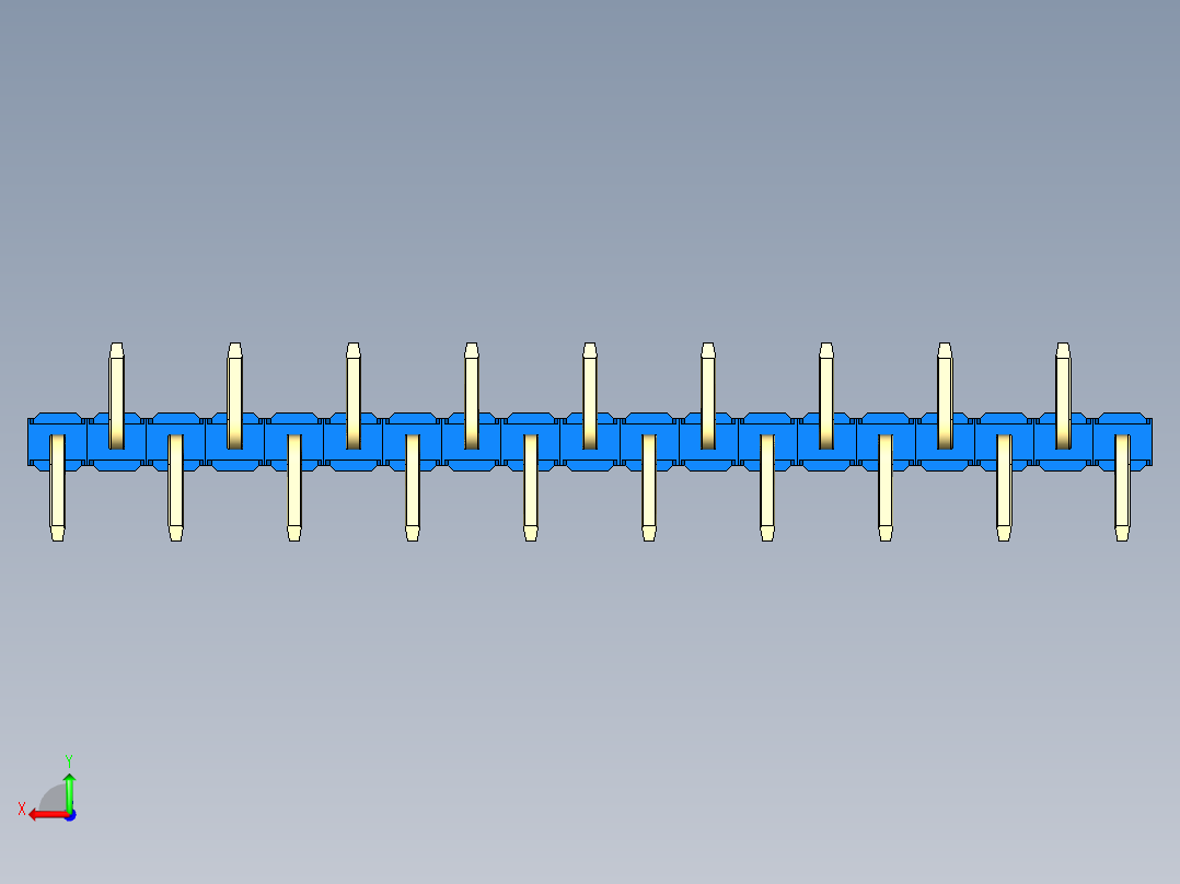 彩色公排针 100mil 2.54mm 系列-DS1022_blue_19p_100mil_Type_SMT_R2_rev1.0后视图