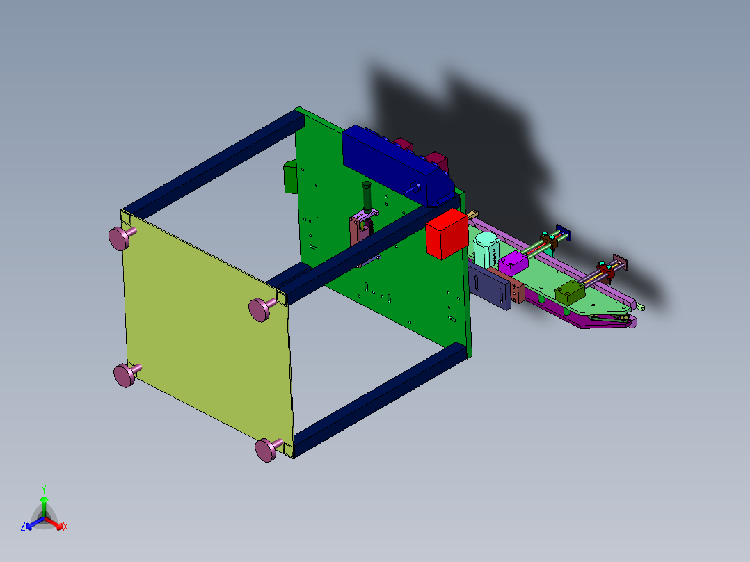 气动式散装电容剪脚机正等轴测图