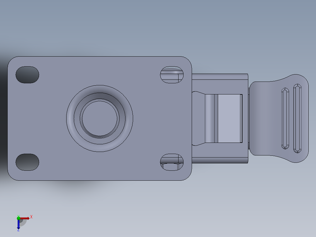 标准脚轮-WH-5024H-76 4in SWIVEL BRAKE PLATE H=133 45x75mm pitch俯视图