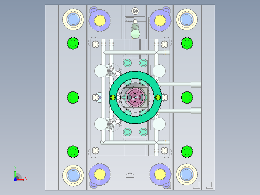 Q379-多功能牙刷盒注塑模具设计【三维UG】前视图