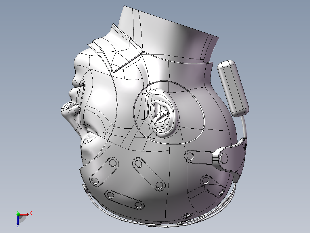 医疗头戴设备SW三维模型俯视图
