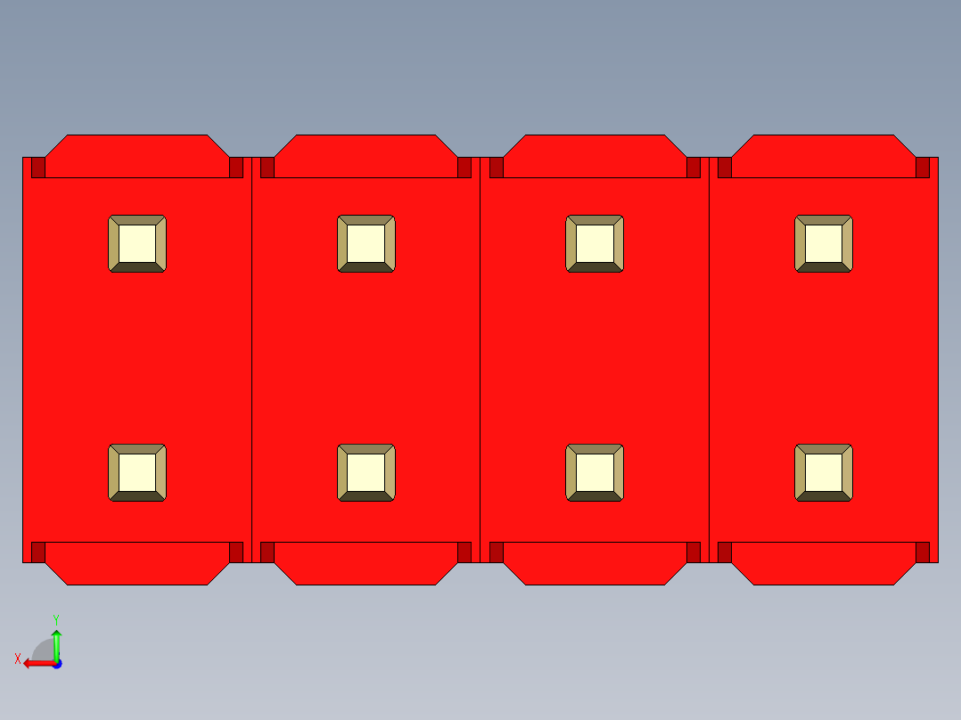 彩色公头100mil（2.54mm）系列-DS1021_red_2x04p_100mil_Type1_rev1.0后视图