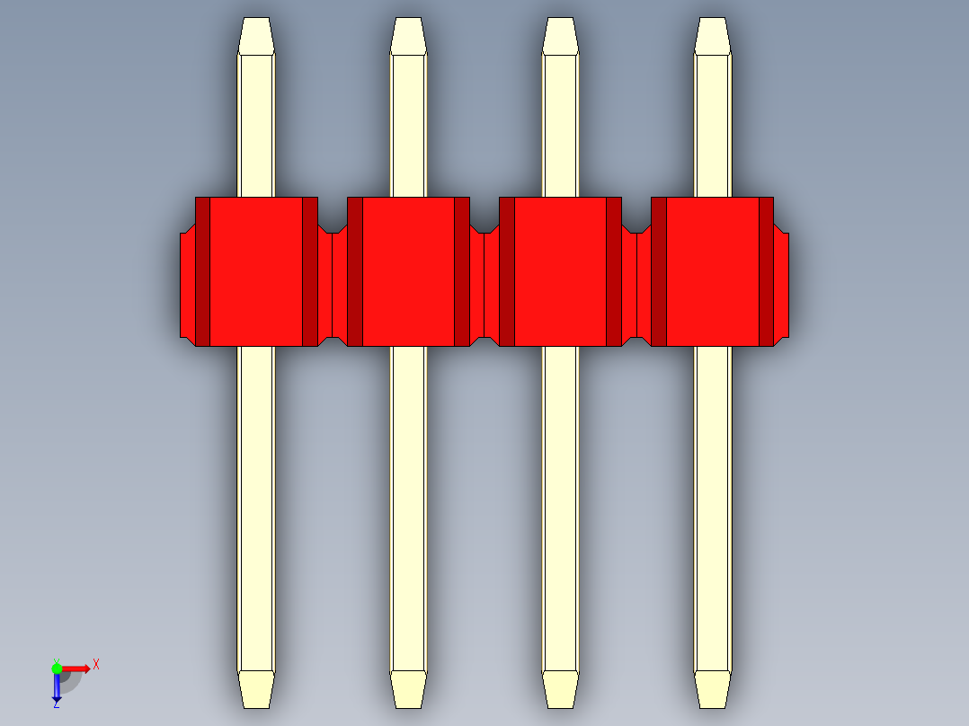 彩色公头100mil（2.54mm）系列-DS1021_red_2x04p_100mil_Type1_rev1.0俯视图
