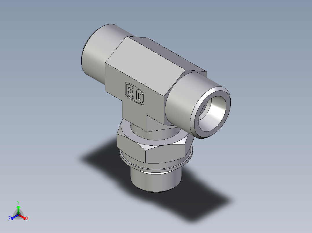 卡套式工业通用硬管接头EO_Adjustable_locknut_branch_tee_TEE10SMOROMDCF
